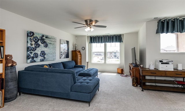 4330 Prairie Agate Dr, Colorado Springs, CO 80938 - living room featuring carpet flooring and ceiling fan