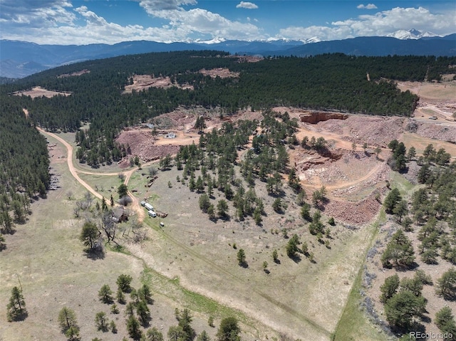 aerial view with a mountain view