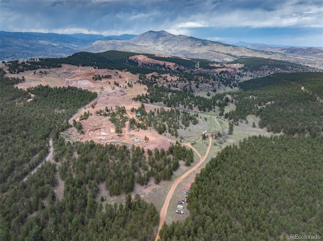 aerial view with a mountain view