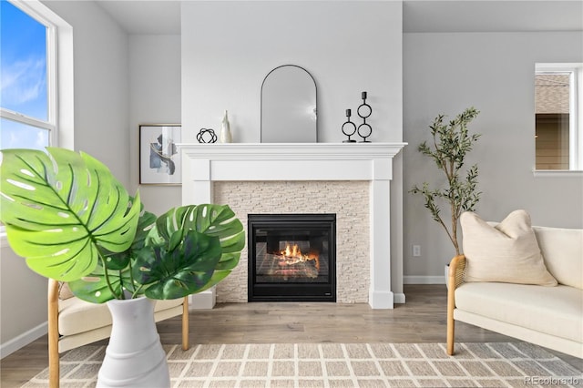 18815 W 93rd Ave, Arvada, CO 80007 - living area with wood finished floors and a glass covered fireplace