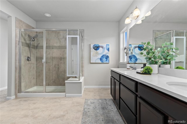 18815 W 93rd Ave, Arvada, CO 80007 - bathroom with double vanity and a shower stall