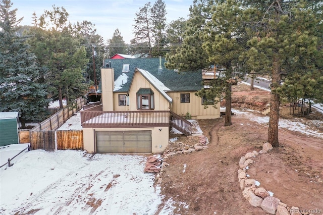 view of front of property with a garage