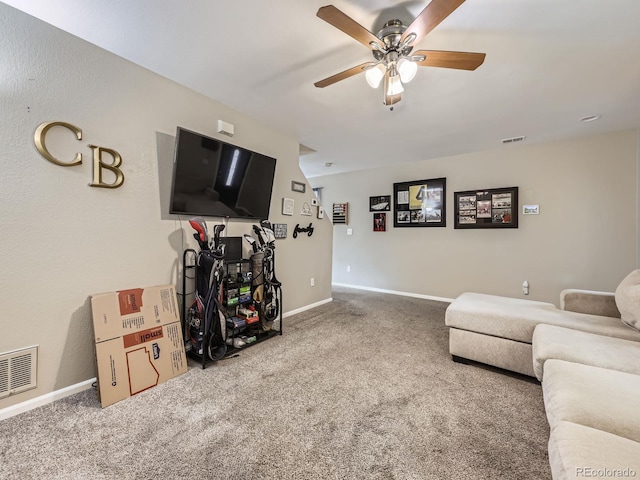 4935 E 100th Dr, Thornton, CO 80229 - carpeted living room with a ceiling fan and baseboards