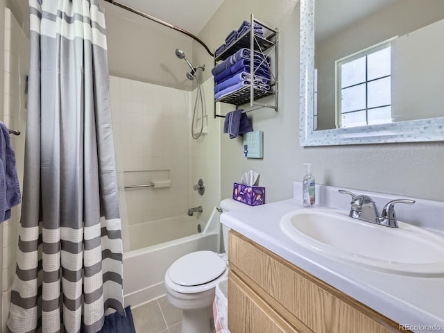 4935 E 100th Dr, Thornton, CO 80229 - bathroom with shower / tub combo, vanity, and tile patterned flooring