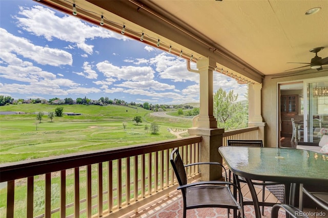 11208 W Ontario Ave, Littleton, CO 80127 - wooden terrace with ceiling fan and golf course view