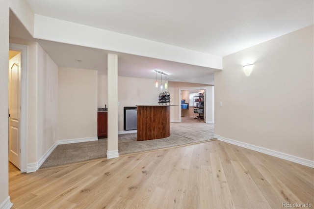 interior space with light hardwood / wood-style flooring