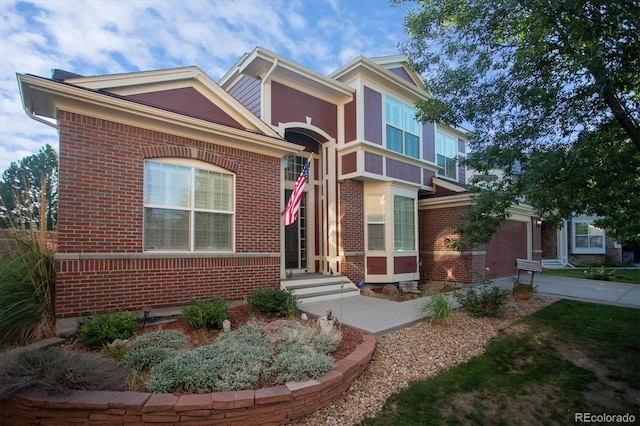 view of front of house with a garage