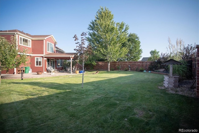 view of yard with a patio area