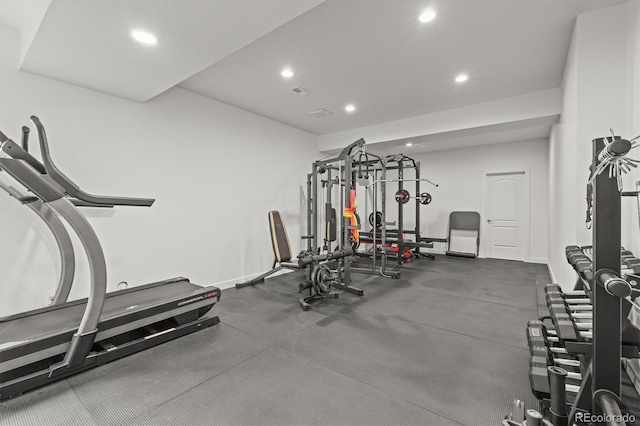 8023 Gore Creek Ln, Littleton, CO 80125 - workout room with recessed lighting and baseboards