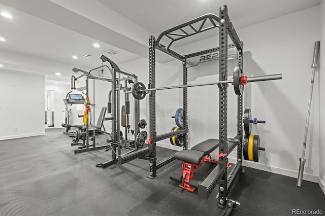 8023 Gore Creek Ln, Littleton, CO 80125 - workout area featuring recessed lighting and baseboards