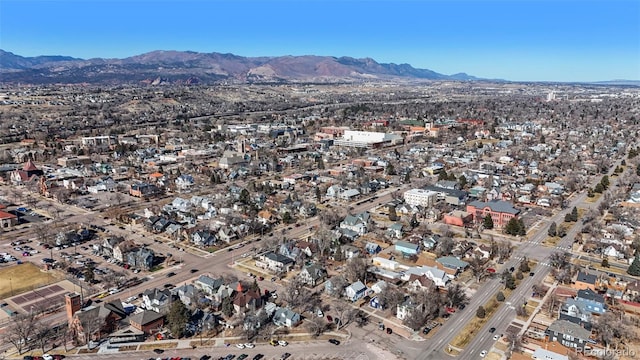 aerial view with a residential view and a mountain view