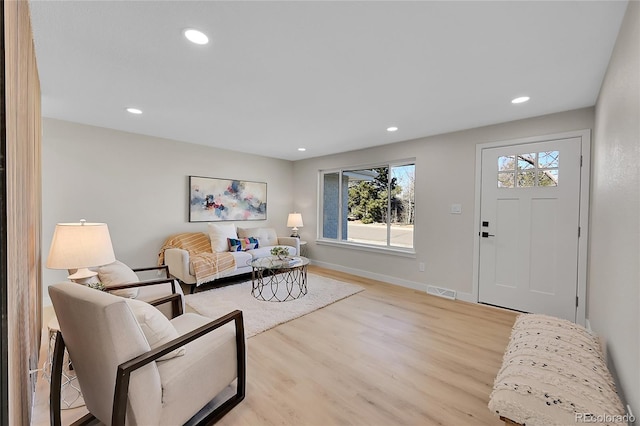 living room featuring light hardwood / wood-style flooring