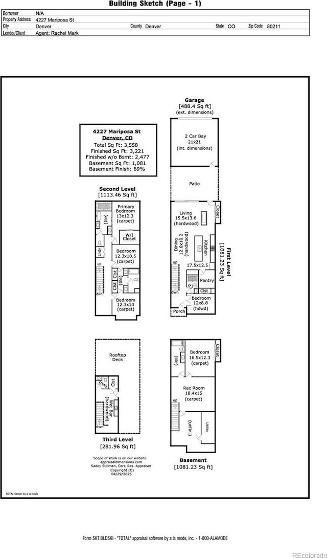 4227 Mariposa St, Denver, CO 80211 - floor plan / room layout