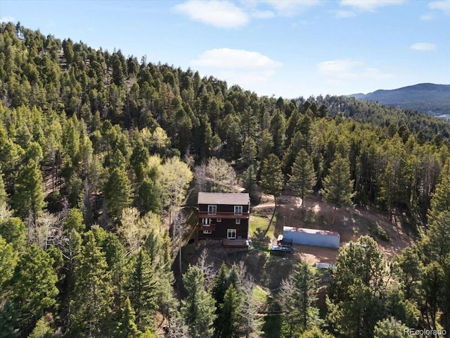 11724 Little Turtle Ln, Conifer, CO 80433 - aerial overview of property's location featuring a forest and a mountain backdrop