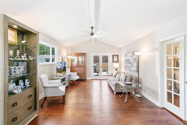 7970 S Cook Way, Centennial, CO 80122 - living area with french doors, ceiling fan, dark wood finished floors, and baseboards