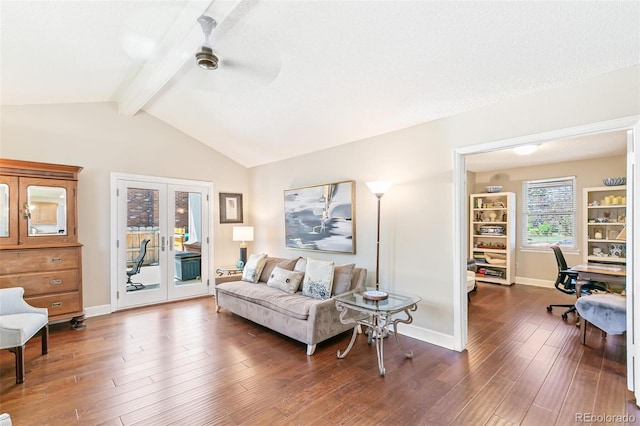 7970 S Cook Way, Centennial, CO 80122 - living area with ceiling fan, wood finished floors, baseboards, french doors, and a desk