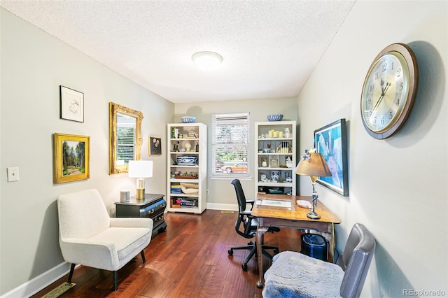 7970 S Cook Way, Centennial, CO 80122 - home office with dark wood-style flooring, a textured ceiling, and baseboards