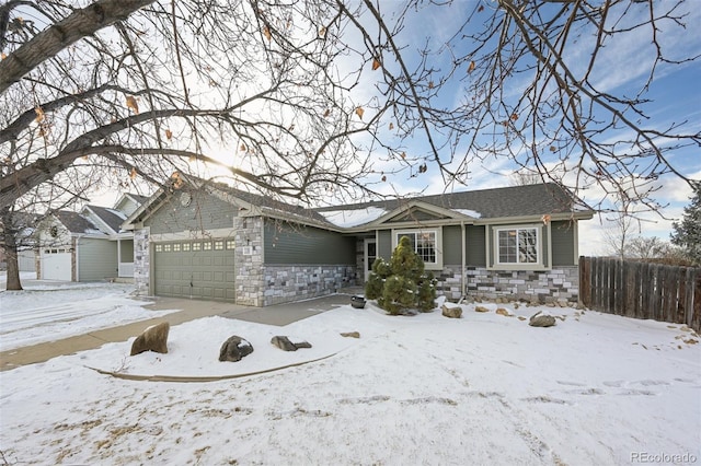 single story home featuring a garage