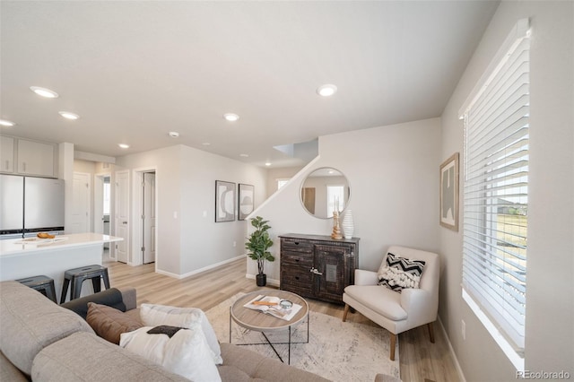 living room featuring light hardwood / wood-style flooring