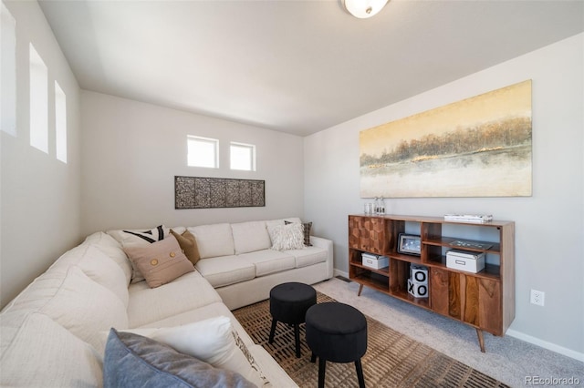 living room featuring carpet