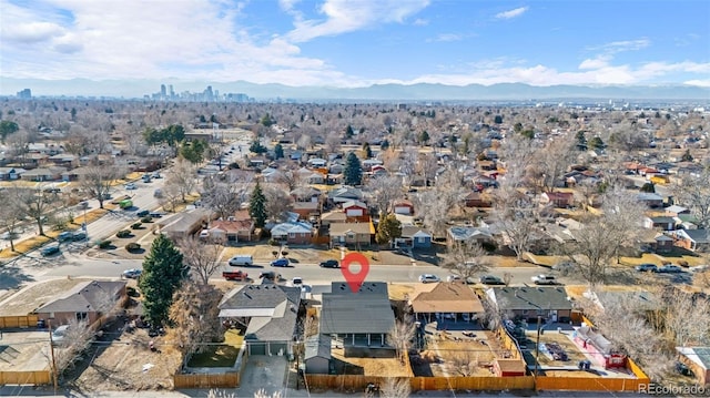 drone / aerial view with a mountain view