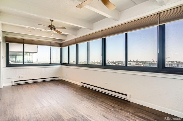 3131 E Alameda Ave Unit 1503, Denver, CO 80209 - unfurnished sunroom featuring baseboard heating and beamed ceiling