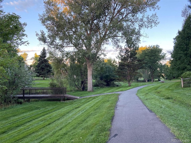 view of property's community featuring a yard