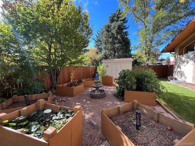 view of patio / terrace with a storage shed