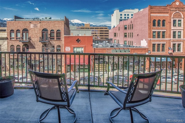 balcony with a mountain view