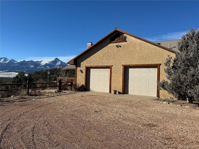 garage with a mountain view