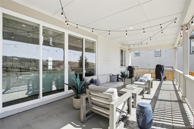 view of patio featuring an outdoor hangout area