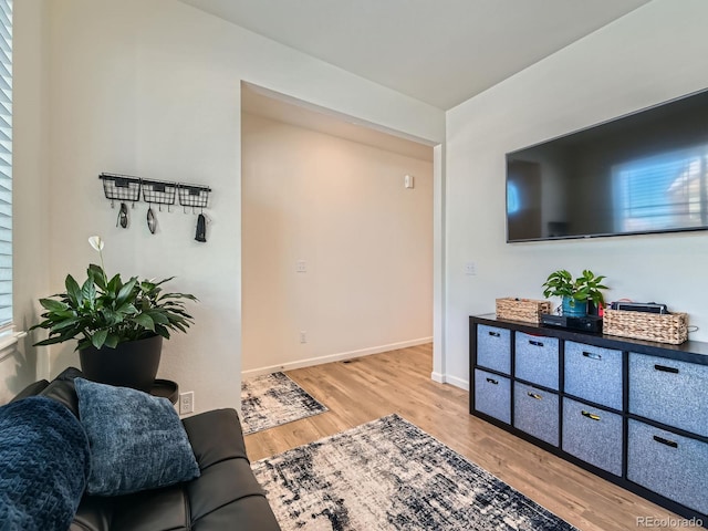 living room featuring light hardwood / wood-style flooring