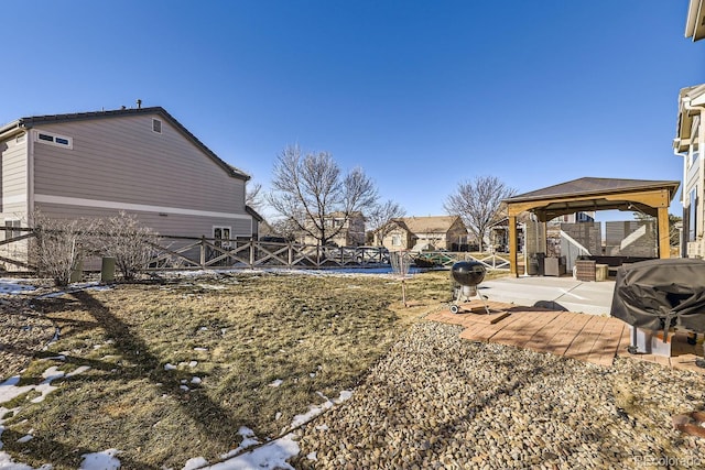 view of yard featuring a gazebo and a patio