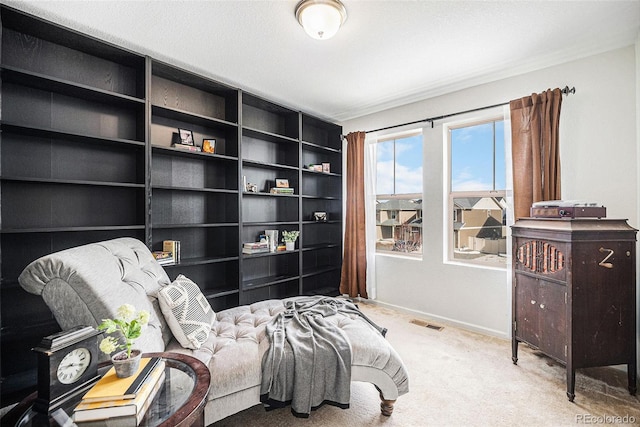 carpeted bedroom with baseboards and visible vents