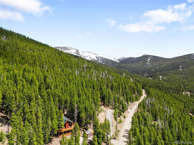 489 Harris Dr, Idaho Springs, CO 80452 - view of mountain backdrop featuring a heavily wooded area
