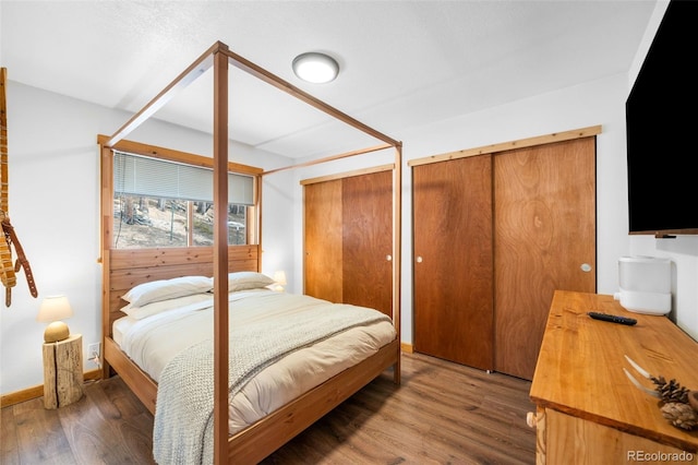 489 Harris Dr, Idaho Springs, CO 80452 - bedroom with multiple closets and wood finished floors