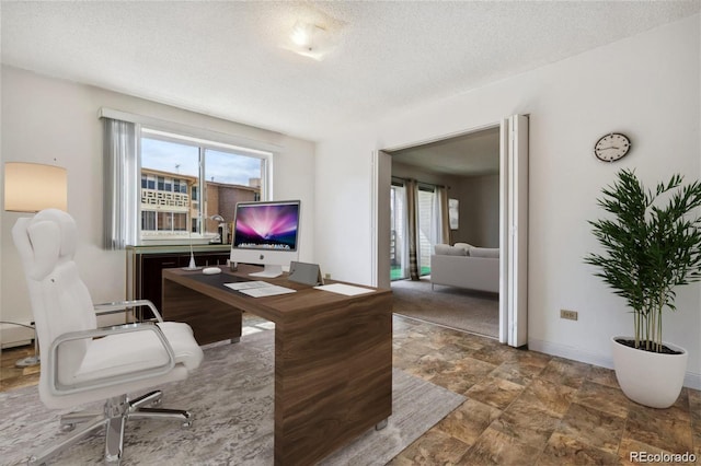 495 S Dayton St Unit 10C, Denver, CO 80247 - office space with stone finish floor, plenty of natural light, a textured ceiling, and baseboards