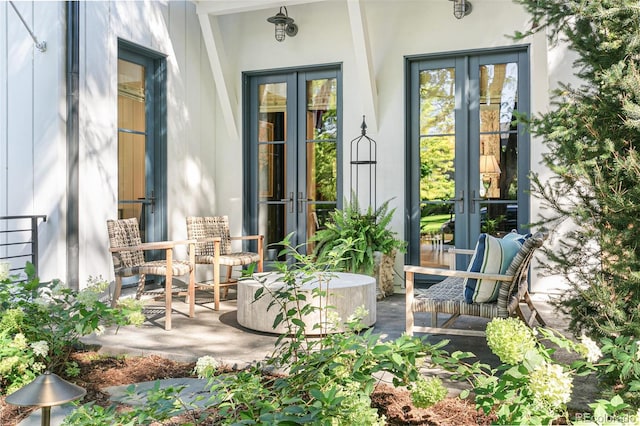 entrance to property featuring french doors