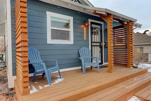 deck with a porch