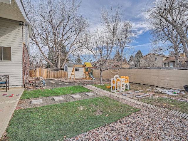 view of yard featuring a playground