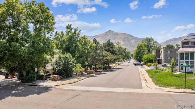 view of road with a mountain view