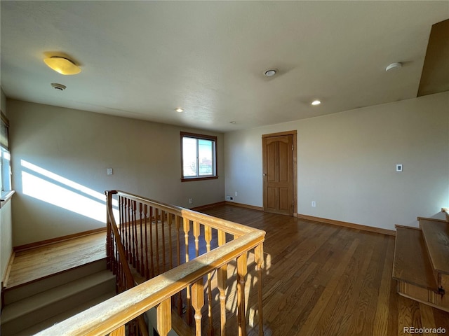 interior space with dark hardwood / wood-style flooring