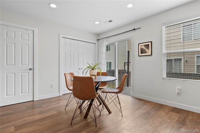 11845 W Tulane Dr, Morrison, CO 80465 - dining area featuring wood finished floors and recessed lighting