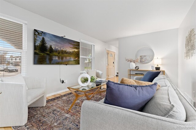 living area with wood finished floors