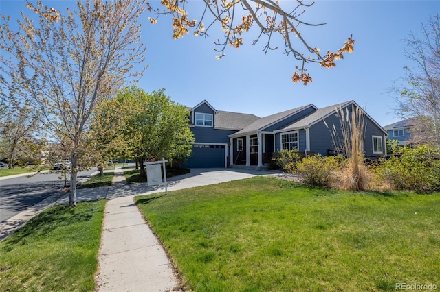 275 Gold Maple St, Brighton, CO 80601 - view of front of home featuring concrete driveway, a front yard, and a garage