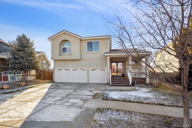 view of property featuring a garage