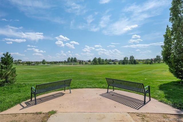 view of property's community with a yard