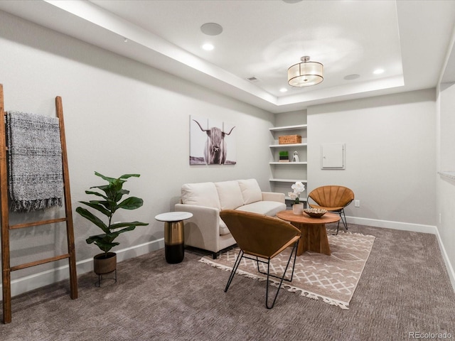 2880 Emporia Ct, Denver, CO 80238 - living area with carpet flooring, baseboards, recessed lighting, and a raised ceiling