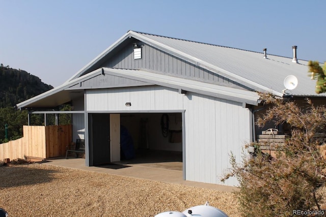 exterior space with a garage