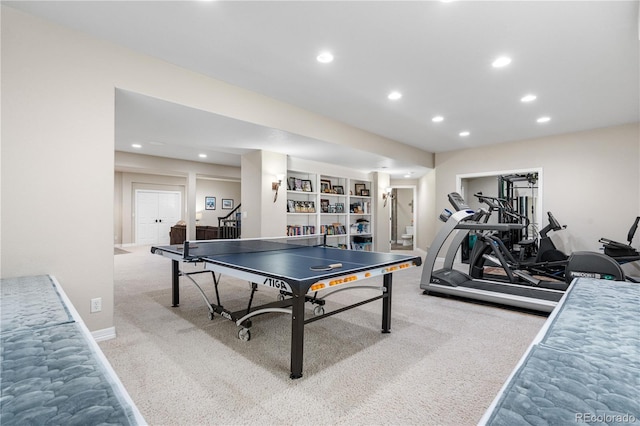 playroom featuring recessed lighting and carpet